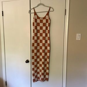 Checkered Knit Maxi Dress